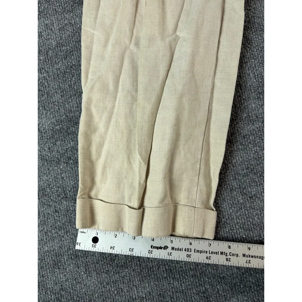 Savane Deep Dye Mens 36x30 Pleated Cuffed Cotton Linen Blend Khaki Chino Pants